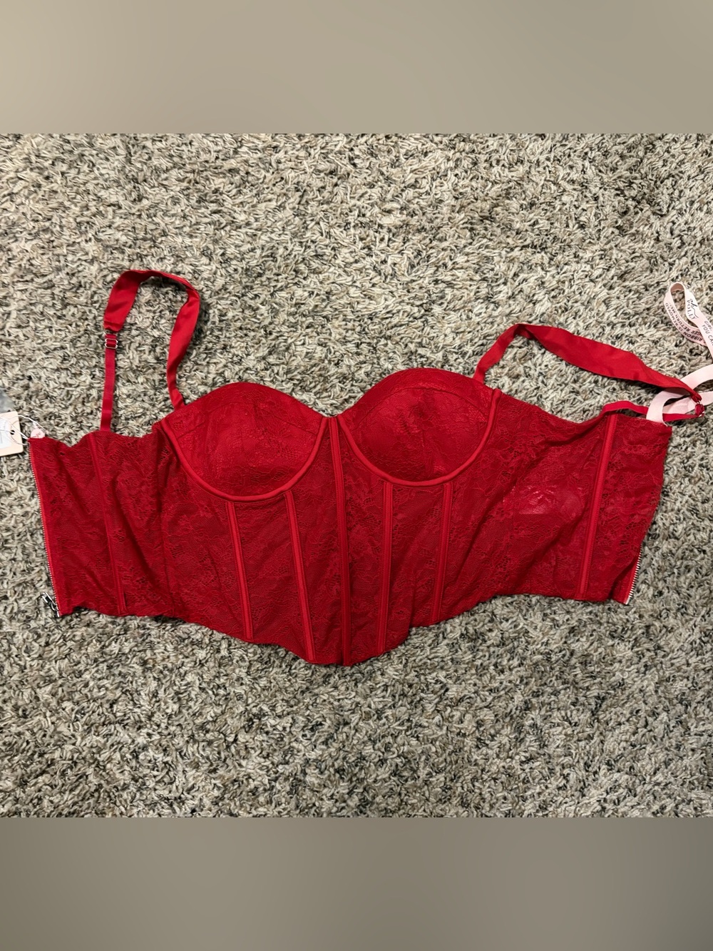 Oh Polly Red Lace Longline Bustier Corset Top
